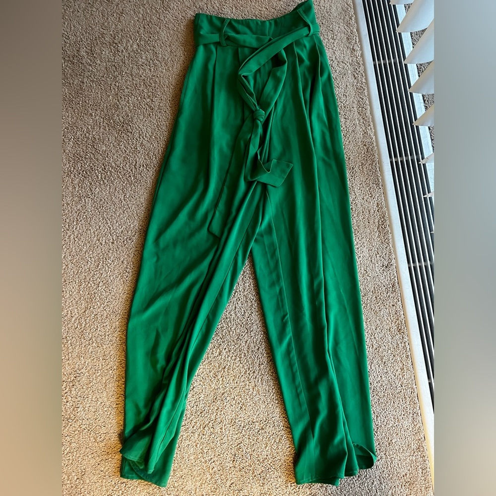 Green High Waisted Flowy Pants